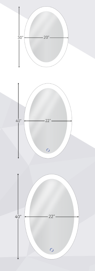 Oval LED Inlay Mirror Size Chart