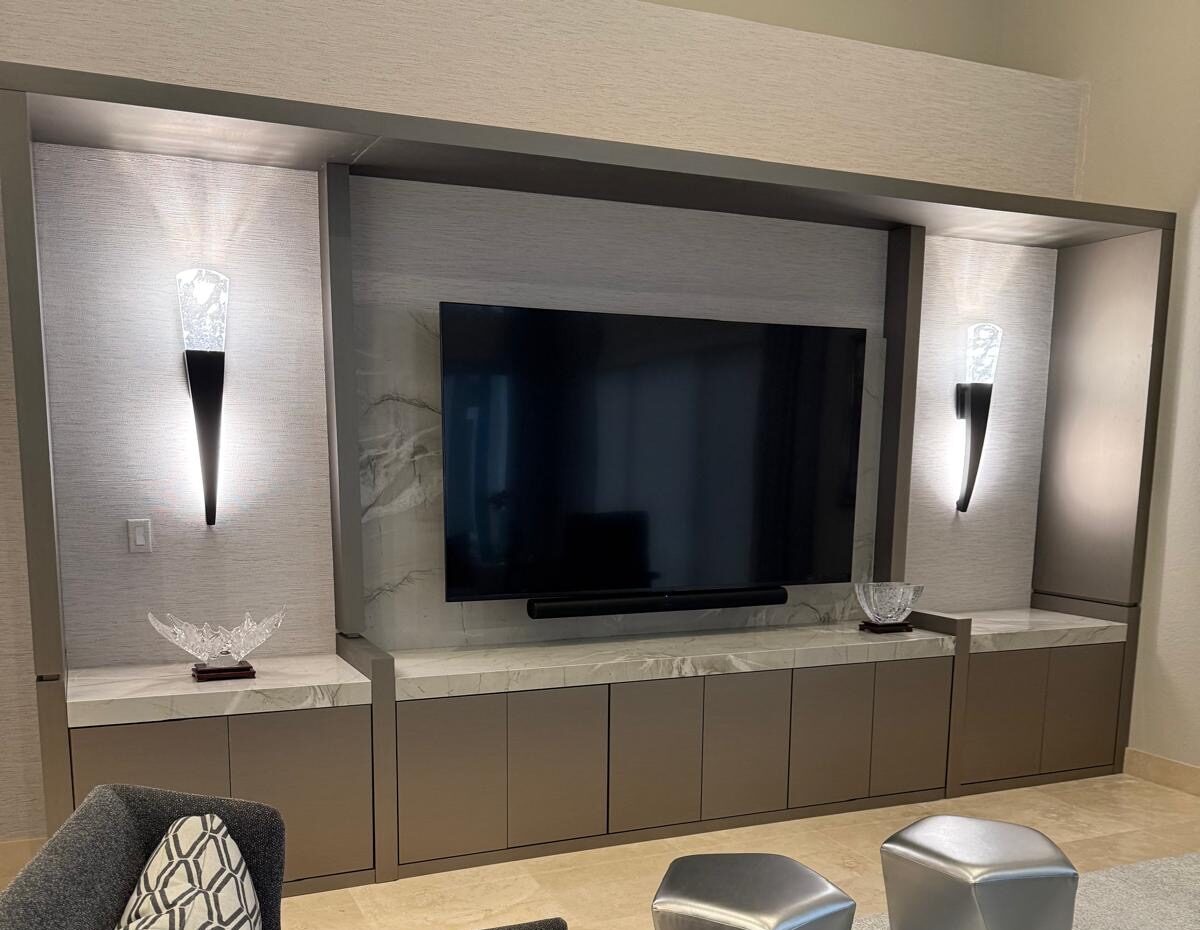 Wall Unit Design Matte Finish Stone Countertop