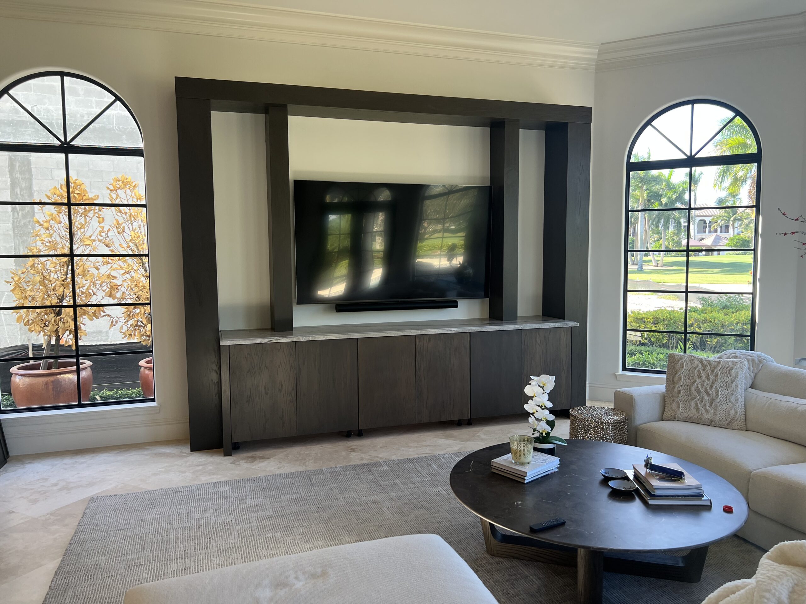 Walnut Wood TV Wall Unit
